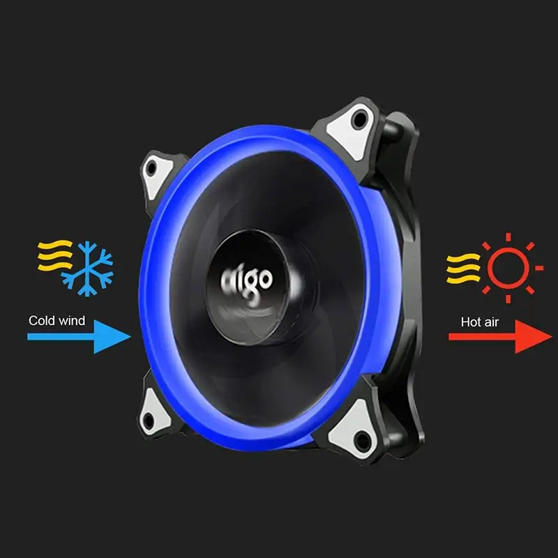 Aigo New Computer Case PC Cooling Fan 120mm RGB Light Adjust LED Fan Quiet IR Remote 2