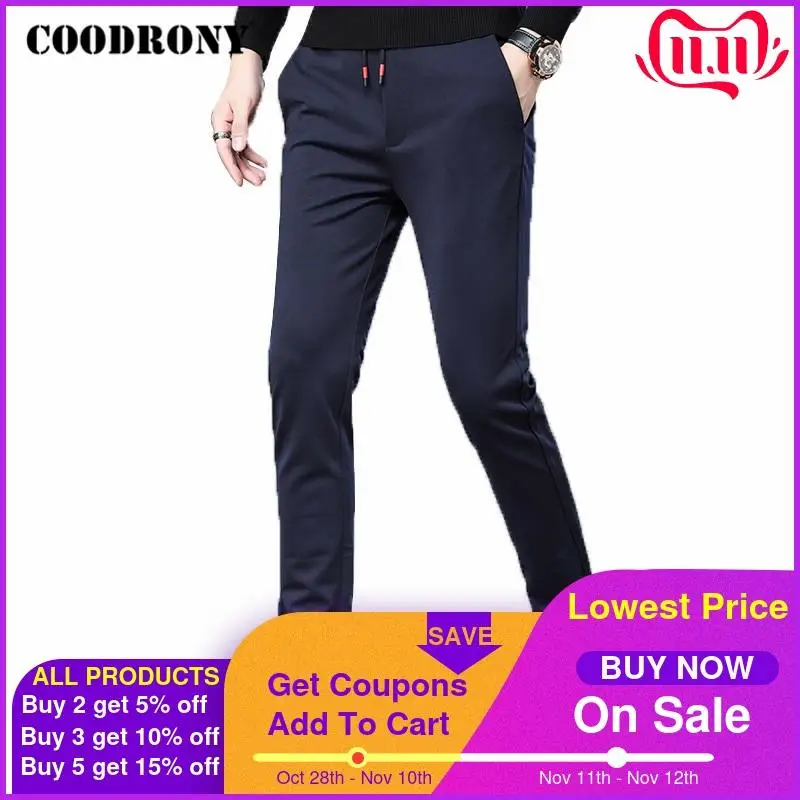 

COODRONY Brand Mens Pants Spring Autumn Sports Casual Trousers High Quality Soft Cotton Pant Men Slim Fit Korean Clothes C9006