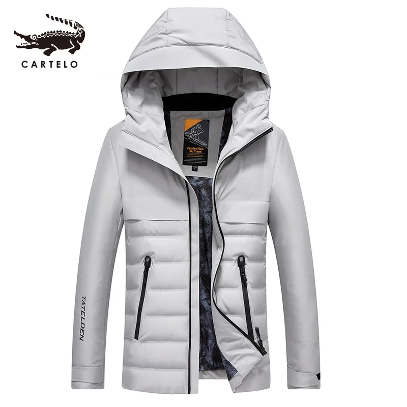 

Men's White Duck Down Jacket Winter Slim Hooded Down Coat Selected Feather Clothing with Hat for Men 9201 New 2019