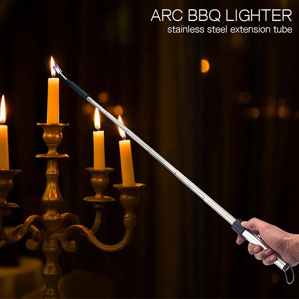 

Retractable Electric Lighter, Curved Windproof Lighter USB Rechargeable, Upgraded Long Flameless Electronic Lighter