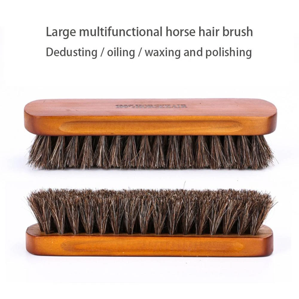 Horsehair Shoe Brush Polish Natural Leather Real Horse Hair Soft