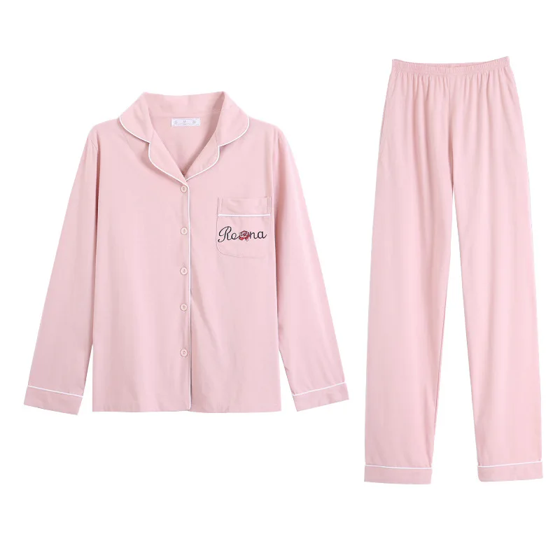 

Pink Pajamas Women's Spring and Autumn Cotton Long-Sleeved 2020 Newest Casual Sexy Cotton Homewear Set Pijama Feminino