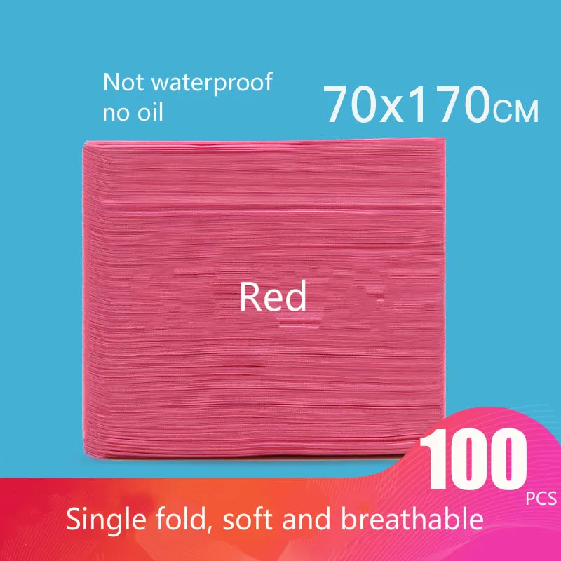 70CM 170CM RED Одноразовое Постельное белье Красота салон, отель массаж не Водонепроницаемый и маслонепроницаемый путешествия Воздухопроницаемый нетканый материал детские матрас - Color: 70CM 170CM RED