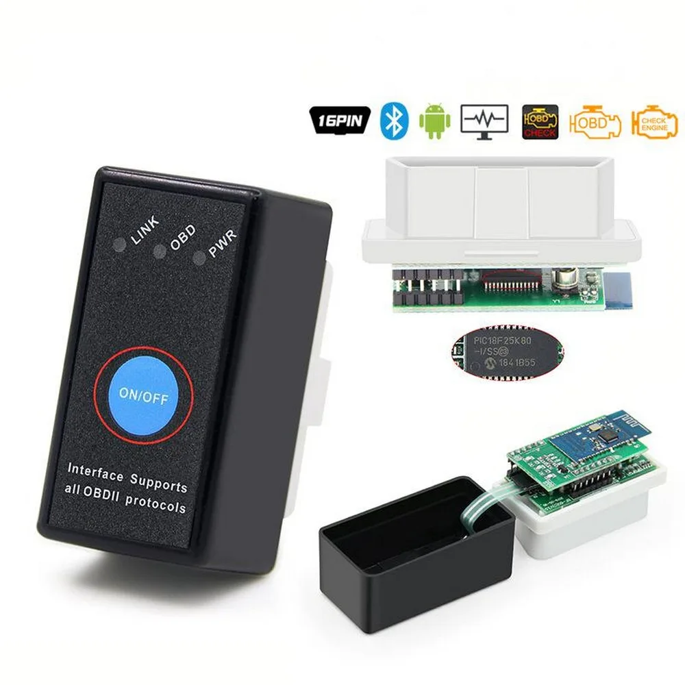 

ELM327 OBD2 Scanner Bluetooth Car Diagnostic Code Reader Tool 12V Power Switch Diagnostic Tool Scanner For Android System