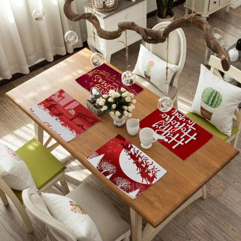 TTLIFE красный Рождественский Декор настольные коврики для обеденного стола кухонные принадлежности чаши чашки колодки Ресторан бирдекели