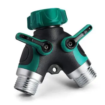 

2-way distributor for water taps, garden hose faucet adapter set with 2 hose connectors and 4 rubber washers