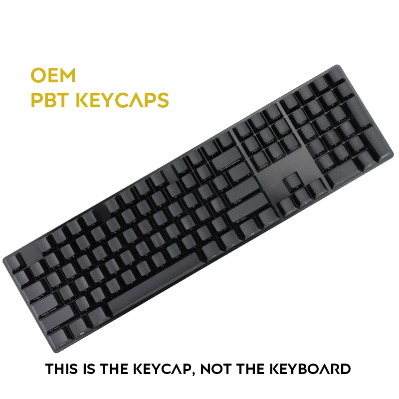 Боковая печать PBT OEM Height Keycaps 104 клавиш может окрашивать набор клавишных колпачков для клавиатура с подсветкой Keycap - Цвет: Черный
