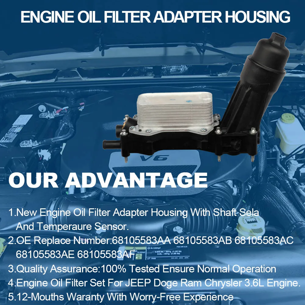 Корпус адаптера масляного фильтра двигателя для Chrysler Dodge Charger Durango Grand Caravan Jeep Wrangler
