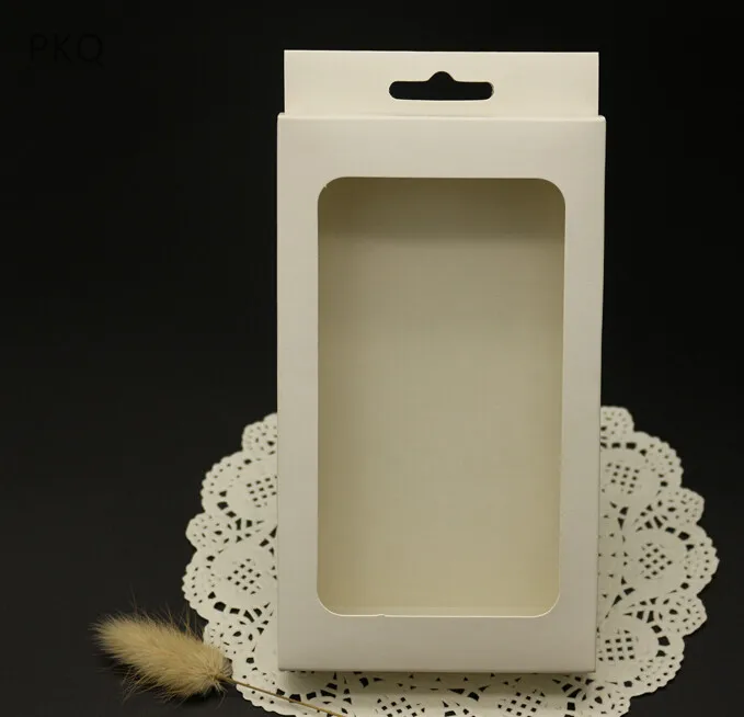 

200pcs Blank white paper boxes with clear PVC window,white window packaging gift box for phone case postcard packaging box