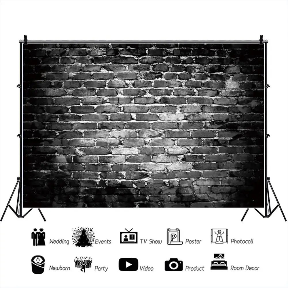 Laeacco Grunge градиентная черная кирпичная стена детский портрет фотографический фон