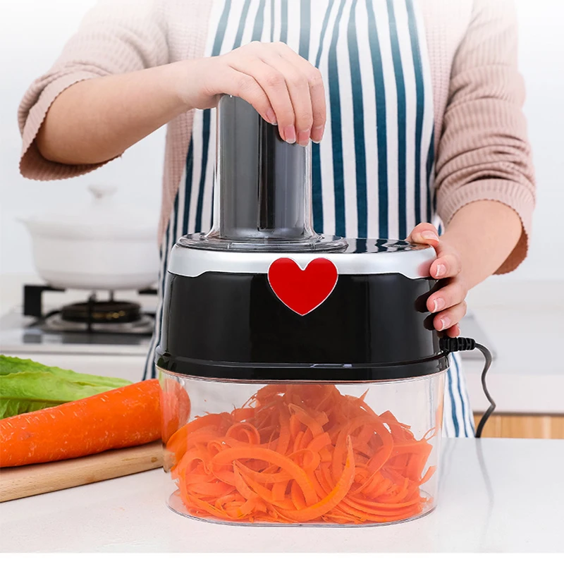 

Electric Multifunctional Vegetable Cutter Stainless Steel Chopper Blades Kitchen Tool Spiral Vegetable Cutter