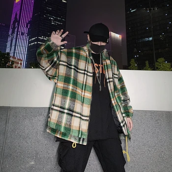 

Winter New Coat Men's Warm Thick Fashion Parka Men Retro Hit Color Casual Cotton Plaid Jacket Man Loose Baseball Uniform Jacket