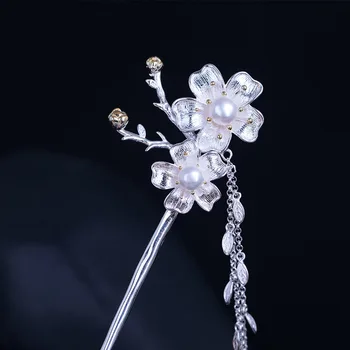 

Sakura Flower Hair Accessories for Women Wedding 925 Sterling Silver Chinese Japanese Hair Sticks Bridal Jewelry Hair Stick