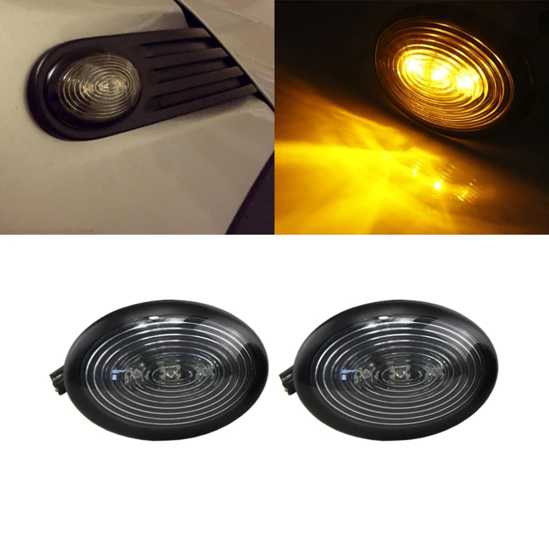 2pcs Smoked Led Side Marker Turn Signal Indicator Light For Mini Cooper