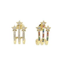 Модный Радужный красочный кубический цирконий многоцветный инкрустированный цирконами Милый линейный бар со звездой studl Минимальная серьга для девочки
