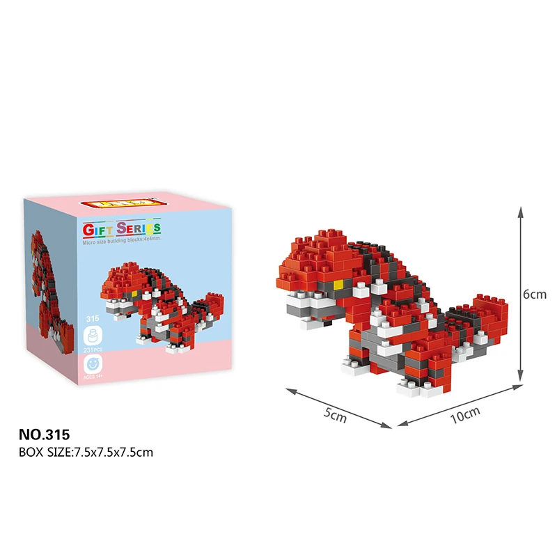 Mini Building Blocks 3D DIY Micro Brick Block Gift Toy Pokemon Cyndaquil Farfetch'd Jolteon Ho-Oh Onix Vaporeon Venusaur Popplio