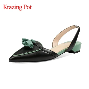 

Krazing Pot gladiator leisure pendant pleated mixed colors pointed toe low square heel elastic band young girls women pumps L33