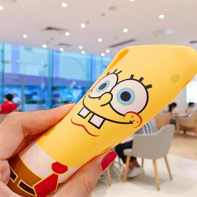 Губка Боб с большим лицом для iPhone 11 11 Pro 6s 8 8P 7 7P XR Xs Max силиконовый Цветной корпус