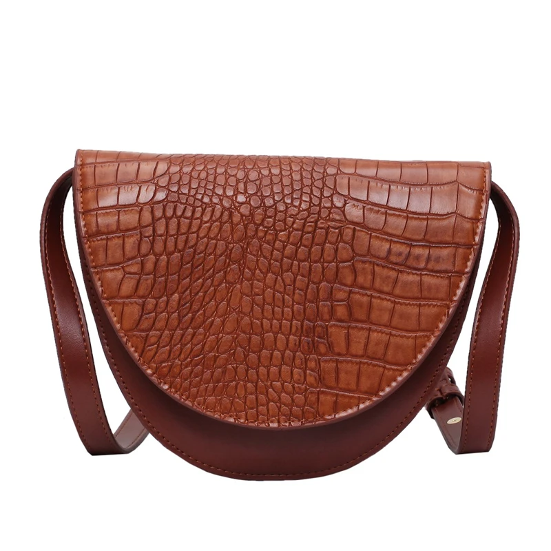 

2020 New Saddle Bag High Quality Crocodile Pattern PU Leather Flip Bag Shoulder Bag Girl Handbag Ladie Fashion Messenger Bag