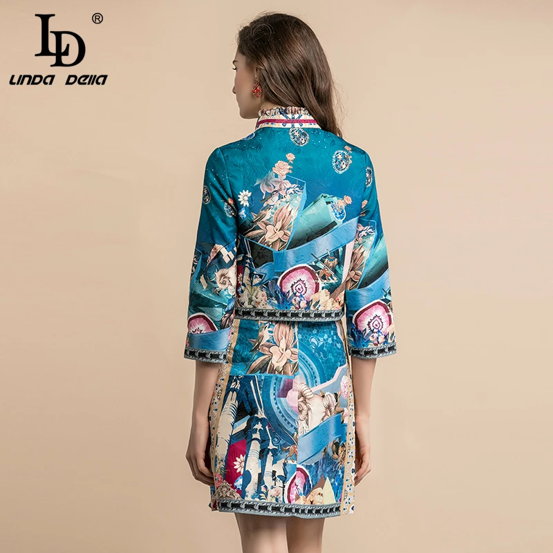 LD LINDA делла осенние модные дизайнерские женские костюмы Дамская Рабочая одежда элегантные вечерние юбки в винтажном стиле комплект из 2 предметов