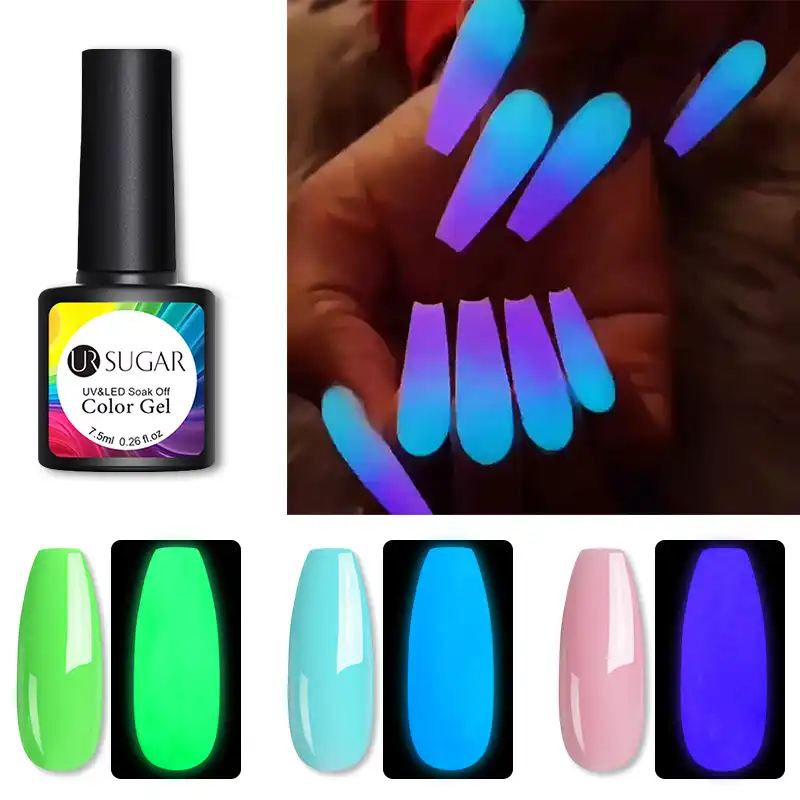 Ur Sugar Vernis A Ongles Lumineux Gel Fluorescent Produit De 7 5ml Qui Brille Dans La Nuit Rose Laque Coloree Aliexpress
