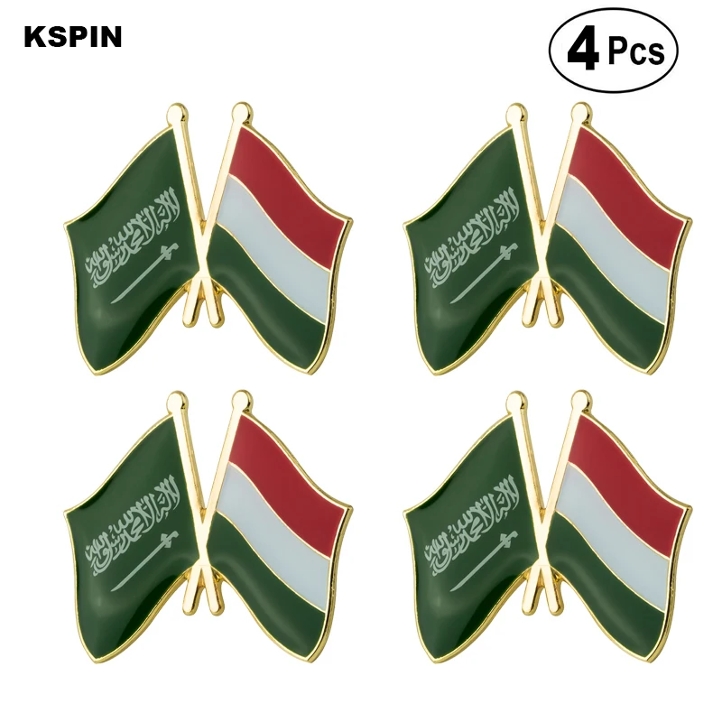 Saudi Arabia &amp Hungary Friendship Flag Pin Lapel Badge Brooch Icons 4pcs | Дом и сад