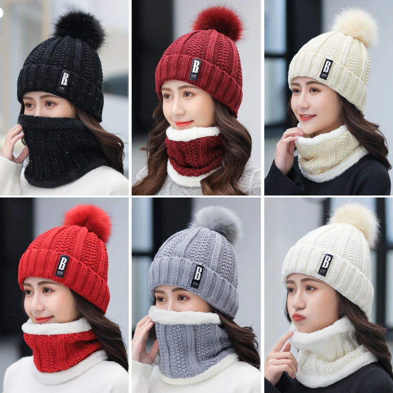 

Hat female winter wild plus velvet warm autumn and winter ladies sweet cute knitted wool hat