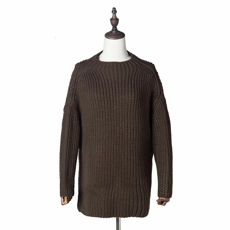TWOTWINSTYLE Minimalist Loose Sweaters Women O Neck Long Sleeve Autumn Winter Casual Sweater For Female Fashion Clothed New