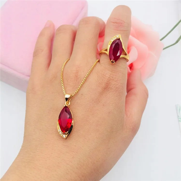 

Viet Nam Alluvial Gold Jewelry Brass Gold Plated Accessories Diamond Set Ruby Pendant Ring Women's Fashion Accessories