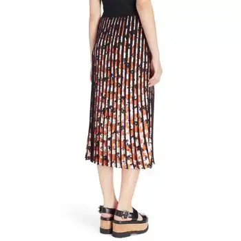 

Women Skirt 2019 Summer Women's Pleated Vertical Stripe Knit Elastic Waist Slim Thin Long Skirt