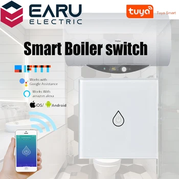 

16A WiFi Smart Timer Glass Panel Wall Boiler Switch Water Heater Switch Smart Life Tuya Voice Remote Control Alexa Google Home