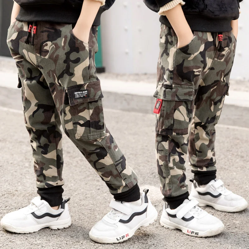 Camuflagem com Bolso 2020 da Queda do Outono 3 para 13 Meninos Calças Crianças Basculador Criança Anos
