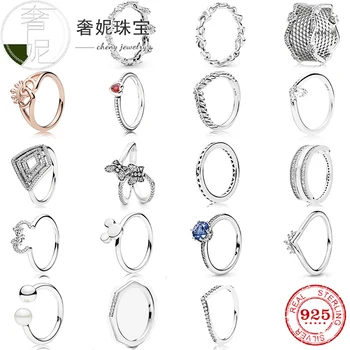 

Cheny 100% 925 Silver High Quality 1:1 cz Ring Luxury Jewelry Crown Ring Reversible And Stackable Ring For DIY Original Female