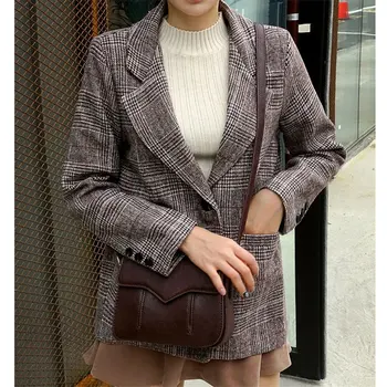 

Alien Kitty All Match Plaid Office Lady Autumn New 2019 Elegant OL High Street Female Slender Plus Size Casual Jackets Blazers