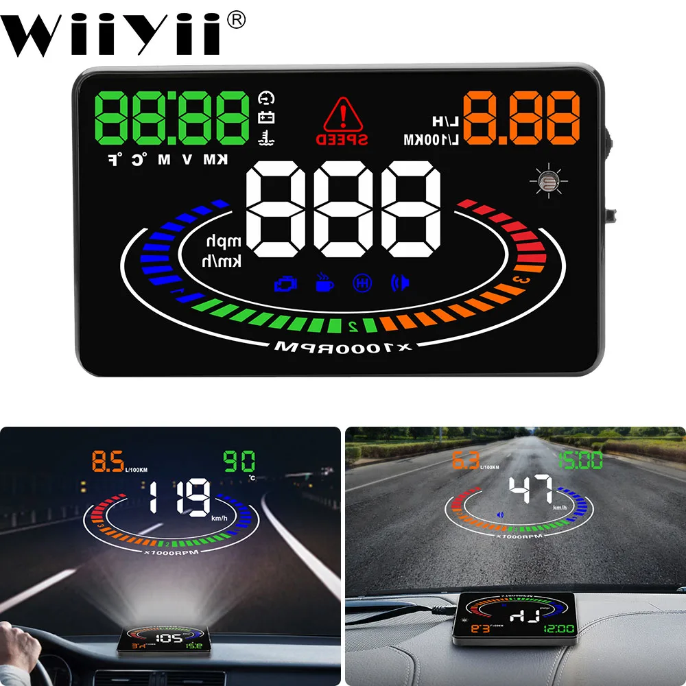 

5.5Inch E300 HUD OBD2 Head Up Display Car velocidad Windshield Projector OBD UE MPH KM/H Fault Code Elimination Security Alarm