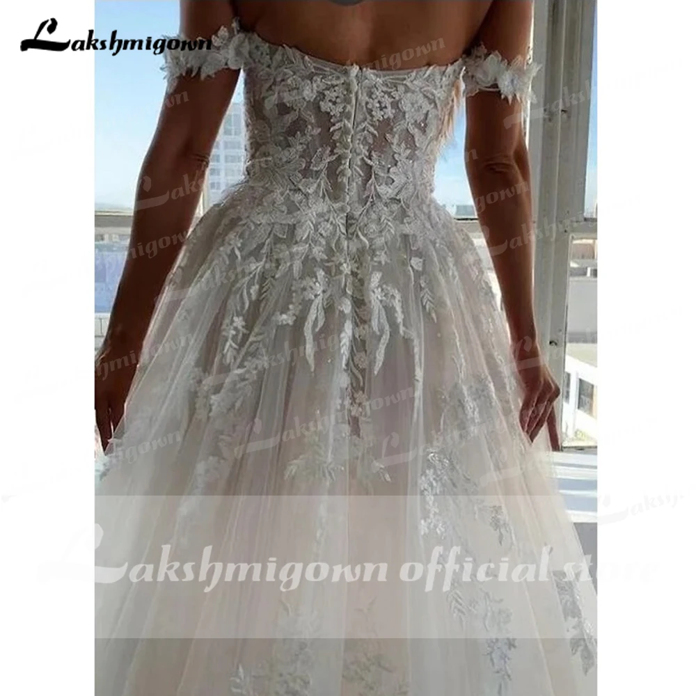 Luxurious Lace Tulle Sweetheart Floor-Length Off The Shoulders Ball Gown Wedding Dress Custom Made vestido de casamento 3