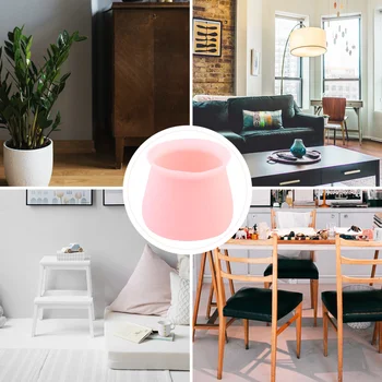 

1 Set 20Pcs Silicone Chair Table Leg Covers Protective Covers (Round Pink)