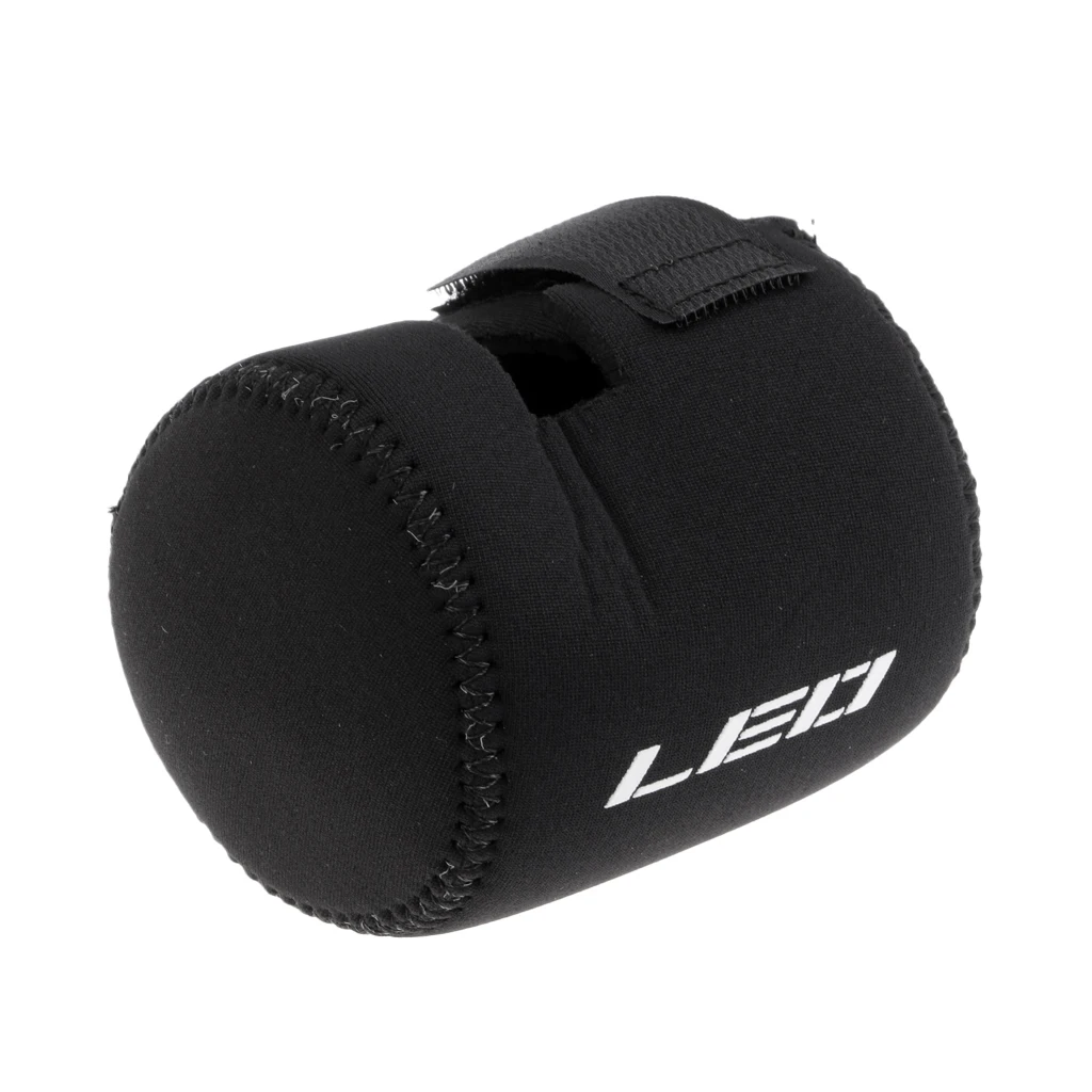 Fishing Drum Reel Cover Bag Neoprene Pouch Casting Drum Reel Bag Loop Fasteners Reel Cover Black
