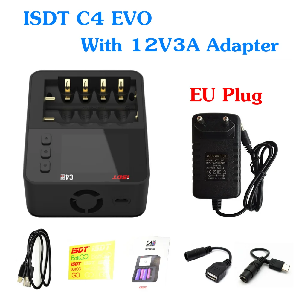 Умное зарядное устройство ISDT C4 EVO с выходом Type-C QC3.0 для литий-ионных аккумуляторов