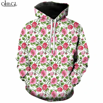 

Colorful Small Floral Hoodie Men Women 3D Print Long Sleeve Small Red Flower Hoodies Harajuku Style Streetwear Tops B284
