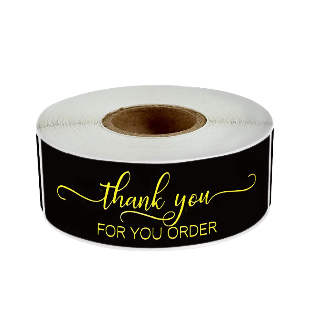 120pcs Rectangle Thank You For Your Order Sticker for packaging Stationary Stickers Roll Black Pink Transparent Thank you labels