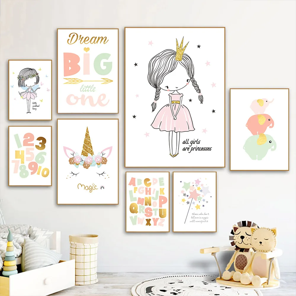 Bebek Posteri Unicorn Kres Sanat Boyama Abc Alfabe Tuval Baski