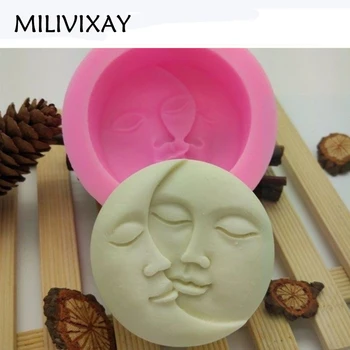 

MILIVIXAY 1Pc Moon Face Shaped Silicone Fondant Cake Embossing Mold DIY Homemade Candy Chocolate Desserts Mold Kitchen Tools