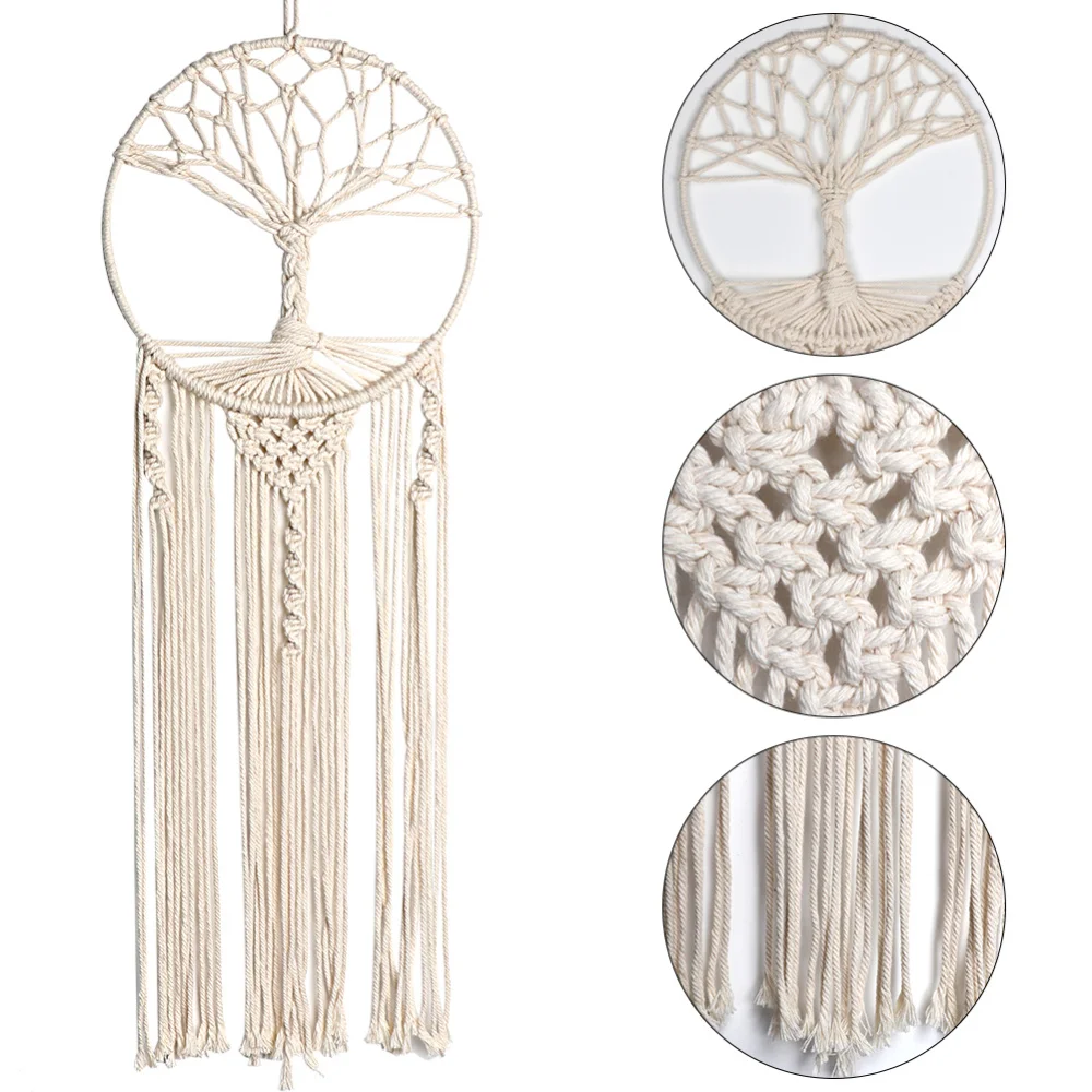 Tree of Life Dream Catcher Wall Hanging Boho Wall Decor with Tassels Home Decor for Nursery Bedroom Chic Ornament Craft Gift