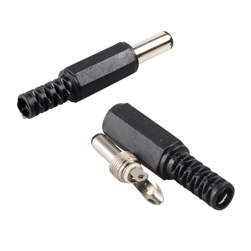 AAAE Top-100 Pcs 5.5X2.1Mm DC Power Plug: 50 Pcs Male Solder Barrel Tip Plug Jack Straight Connectors with 50 Pcs DC-022 Hole T