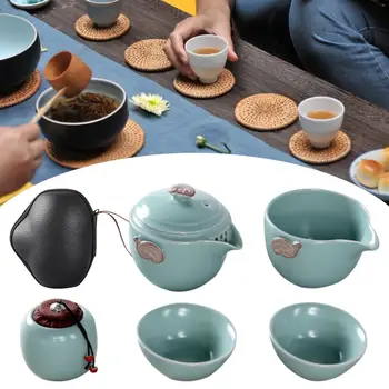 

Chinese Travel Kung Fu Tea Set Ceramic Portable Teapot Porcelain Teaset Gaiwan Tea Cups Of Tea Ceremony Tea Pot With Travel Bag