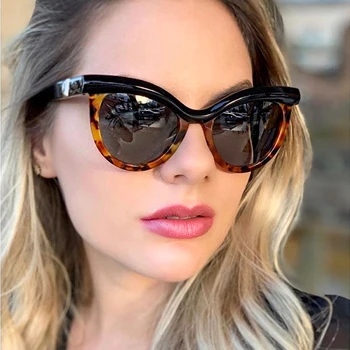 

AOZE 2019Leopard Style Fashion Classic cat's eye Vintage sunglasses women's Design gradient brand sun glasses sunglasses UV400