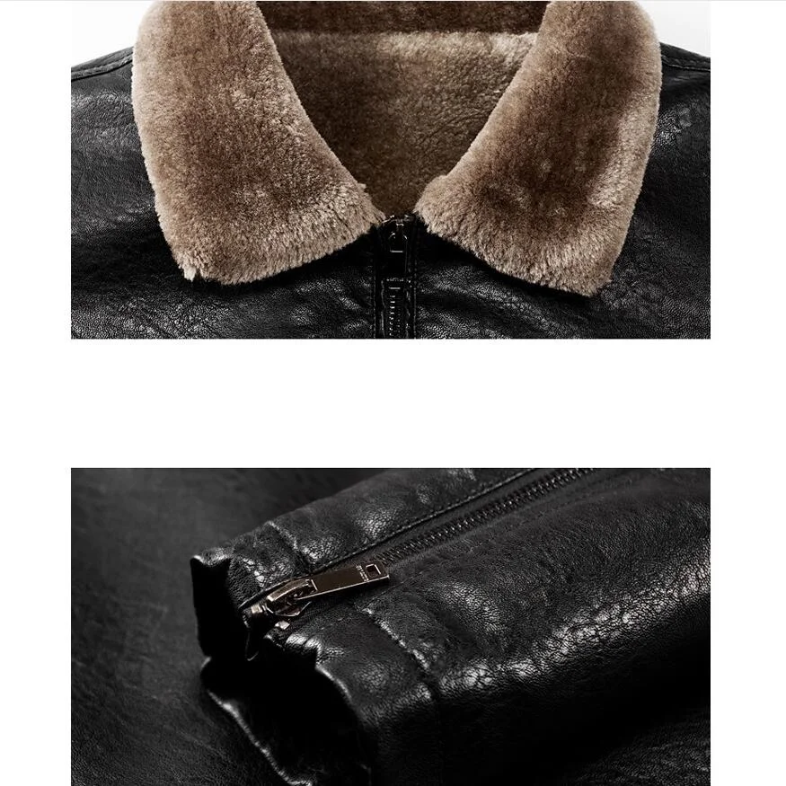80% OFF 2019 Men's Leather Jackets Winter Warm Fleece Coats Thick Outerwear Zipper Motorcycle Male PU Outerwear Business Winter Jacket