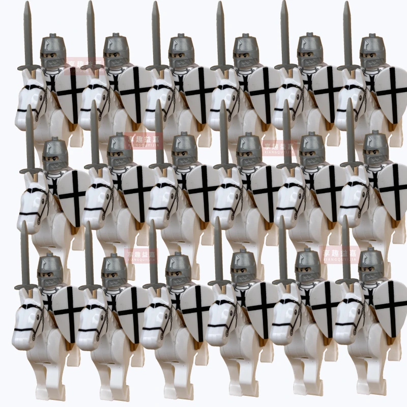 Middle Ages Spartacus Soldier Crusader Knight Building Blocks Horse Action Figure Dragon Kids Toys For Children Bricks | Игрушки и хобби