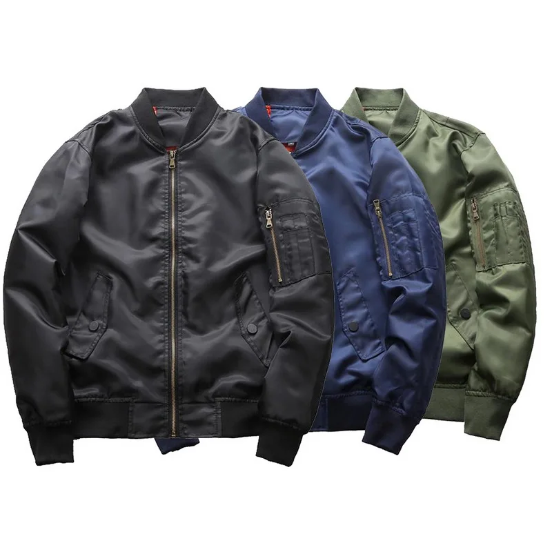 Plus Size Military Style Male Bomber Jacket Flight Pilot Jackets Fashion Zipper Pockert Coat College Outerwear Men Spring Autumn
